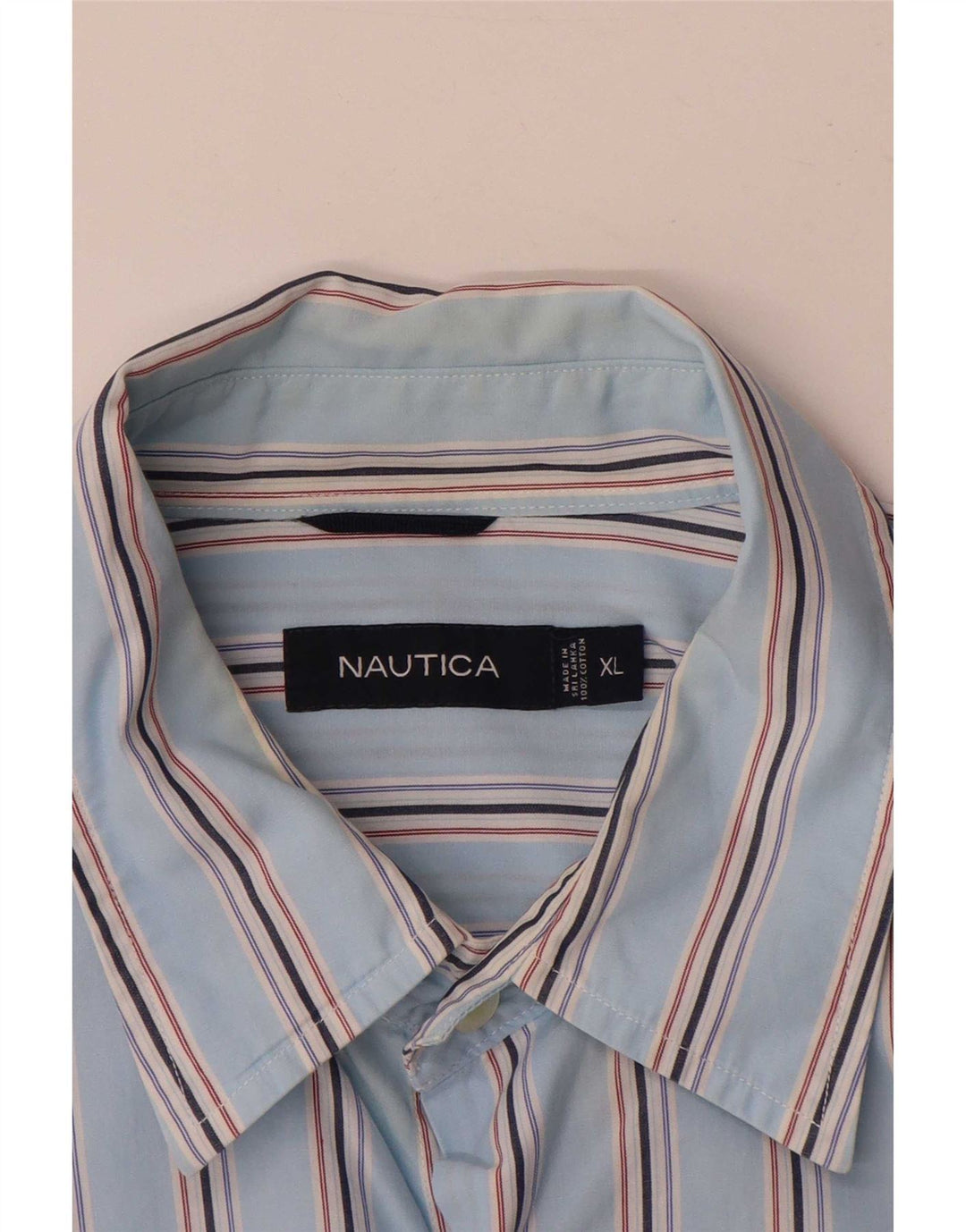 Camicia da uomo Nautica XL in cotone a righe blu