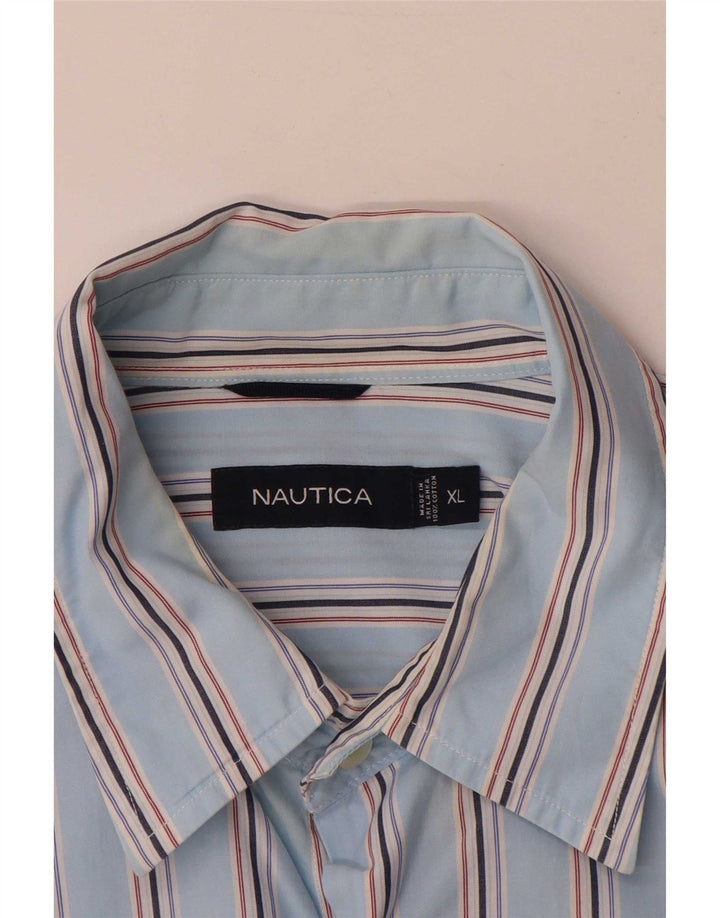Camicia da uomo Nautica XL in cotone a righe blu