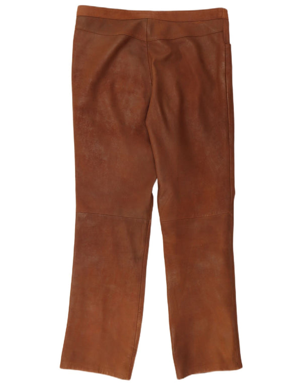 Pantaloni dritti in pelle da donna Maddox IT 46 Large W36 L31 Pelle marrone
