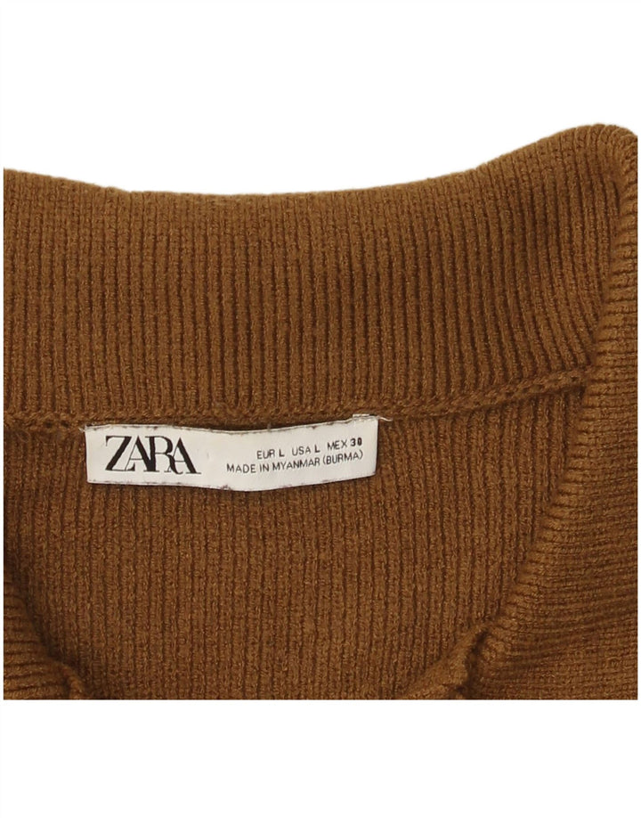Maglione maglione collo alto da donna Zara UK 16 grande marrone