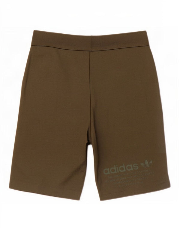 Pantaloncini Bermuda grafici a vita alta da donna Adidas US 2 2XS W26 cotone verde