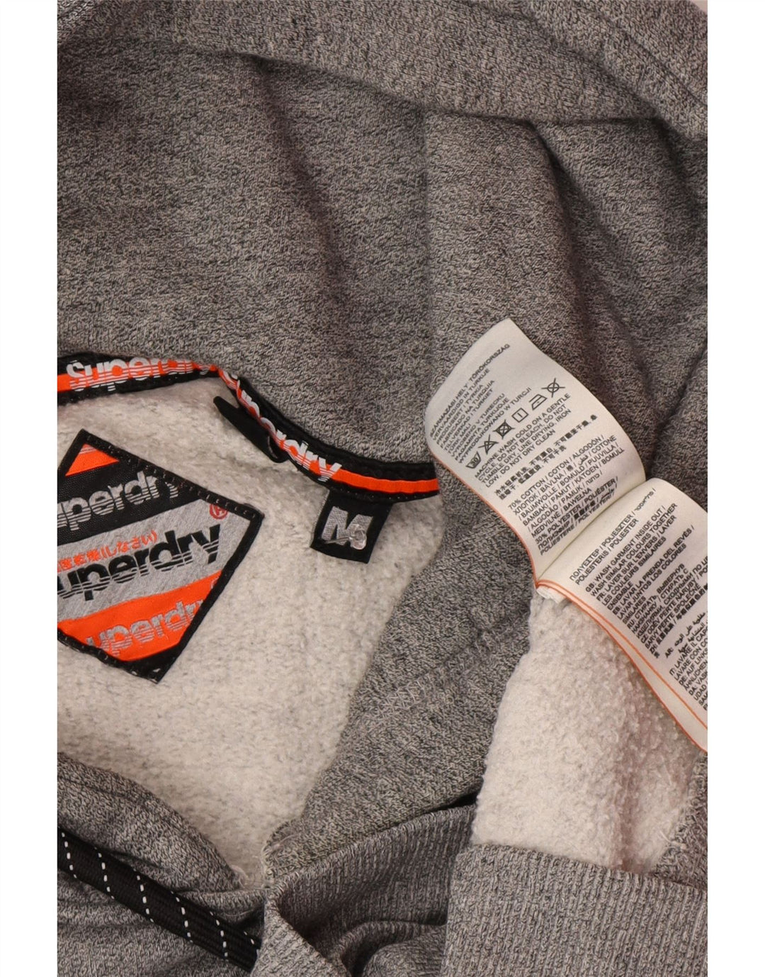 Maglione con cappuccio grafico da uomo Superdry in cotone grigio medio
