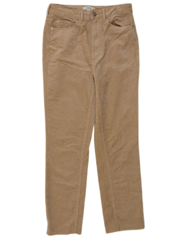 Pantaloni dritti in velluto a coste da donna Marks & Spencer UK 10 Small W27 L28 Beige