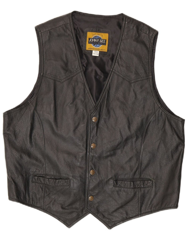 JOHN F GEE Gilet in pelle da uomo IT 56 2XL Pelle nera