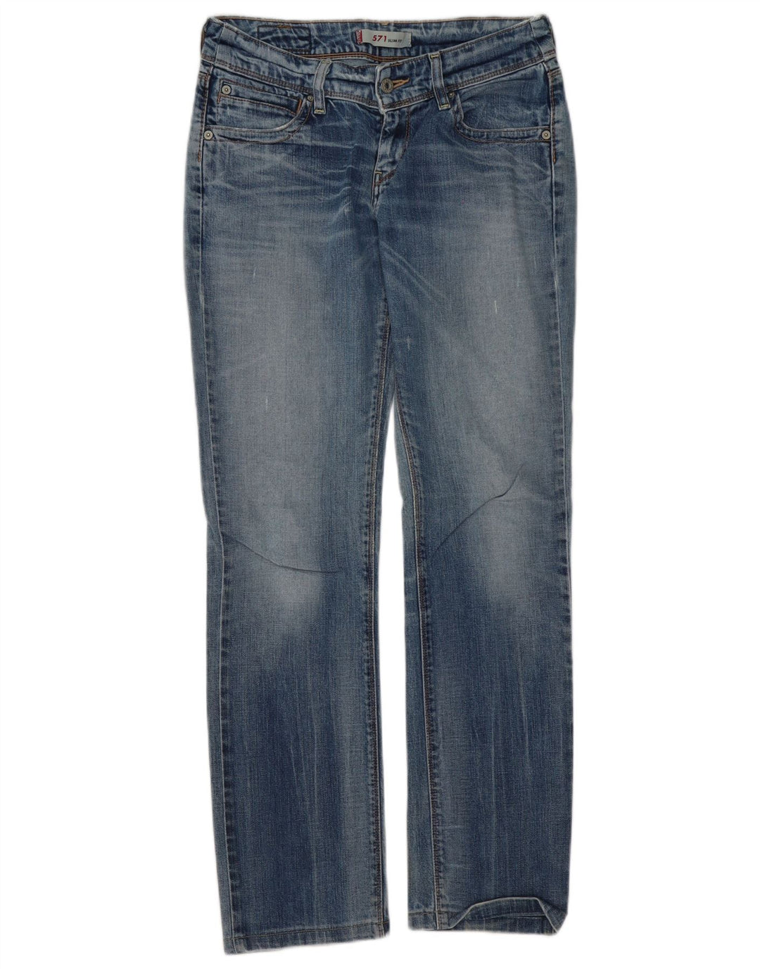 Jeans Levi's da donna 571 slim effetto consumato W29 L31 cotone blu