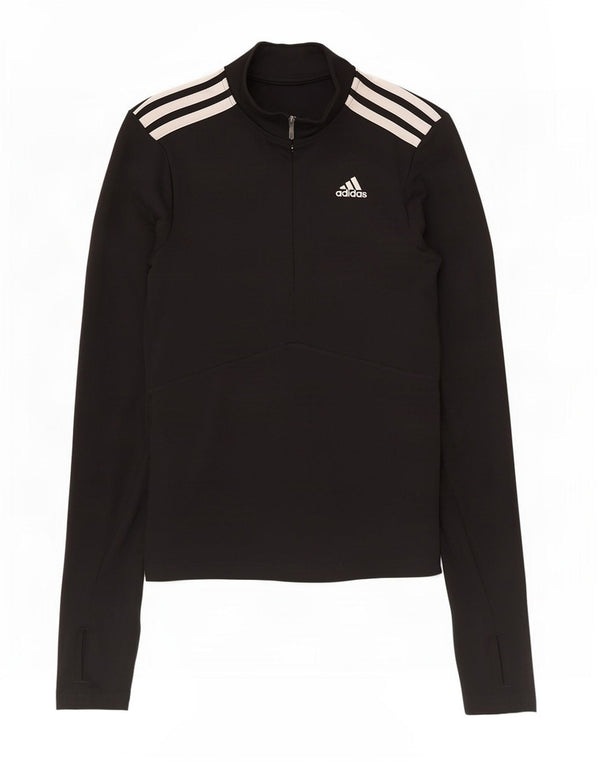 Adidas Womens Aeroready Zip Neck Pullover Tracksuit Top UK 4/6 XS Black