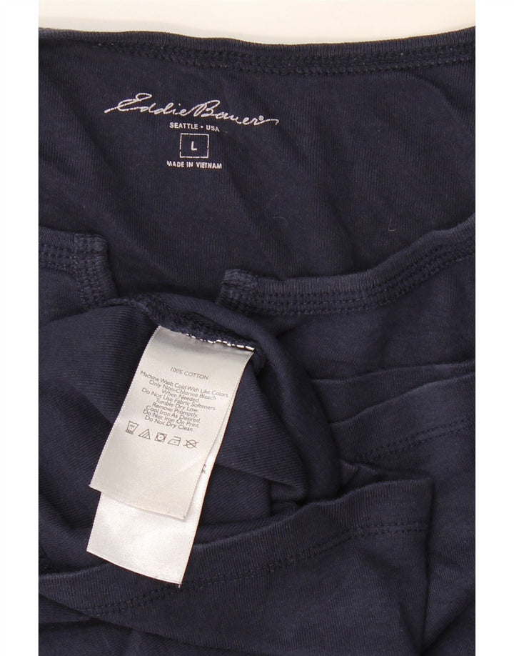 EDDIE BAUER Top da donna manica 3/4 UK 16 grande cotone blu navy