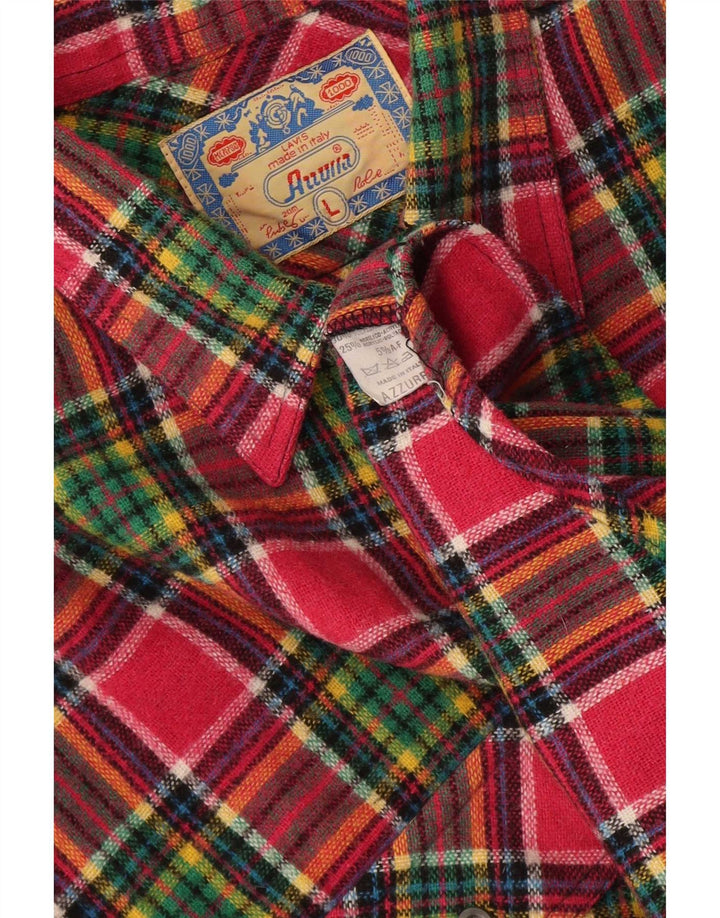 Camicia in flanella da uomo Azzurra, poliestere scozzese grande rosa