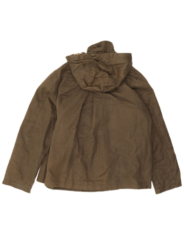 Giacca da donna oversize in cotone cerato con cappuccio Fat Face da donna UK 16 grande kaki