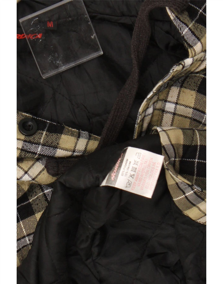 Nordica Camicia da uomo in flanella da boscaiolo con cappuccio, poliestere a quadri giallo medio