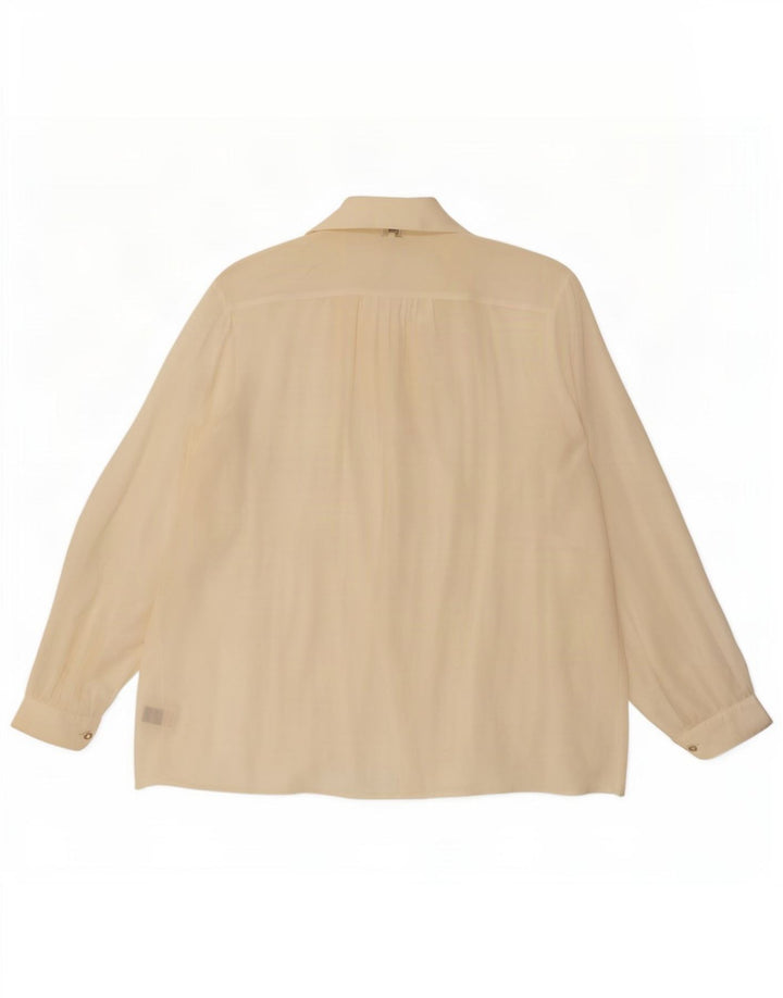 Camicetta camicia oversize da donna vintage UK 20 2XL seta bianco sporco