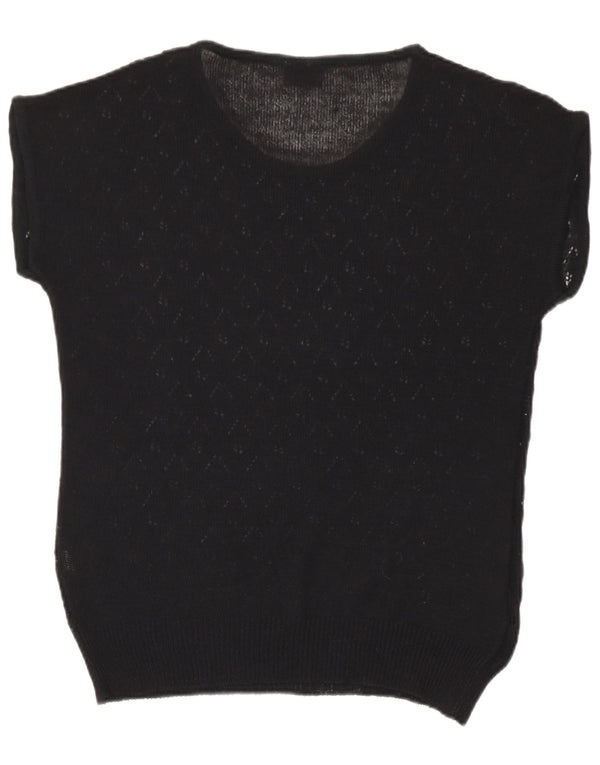 Maglione da donna Nadia con scollo a barca a maniche corte UK 14 Medio Nero