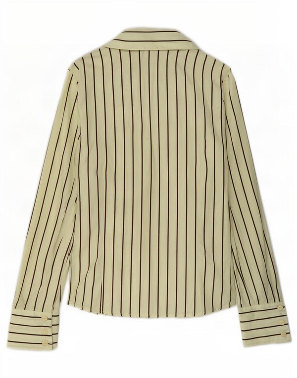 Miss Selfridge Womens Shirt UK 12/14 Medium Yellow Striped Cotton