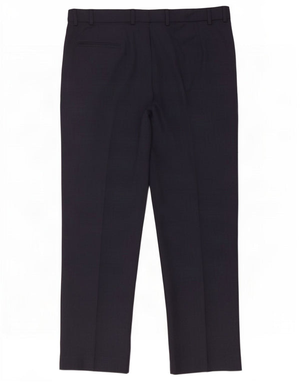 Pantaloni da abito vestibilità regolare Marks & Spencer da uomo W38 L31 poliestere blu navy