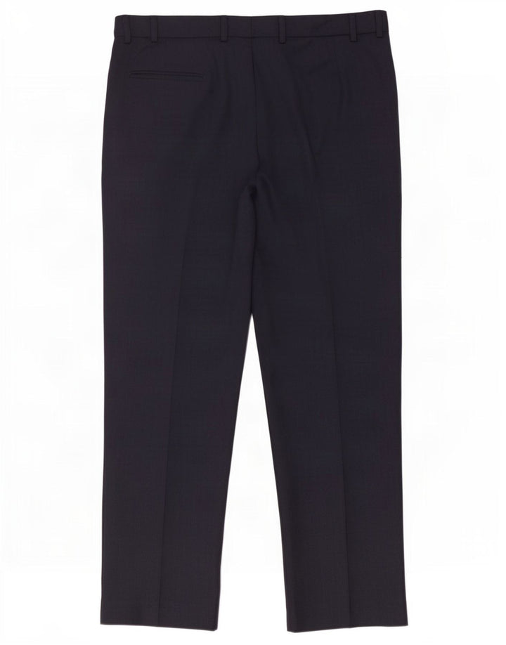 Pantaloni da abito vestibilità regolare Marks & Spencer da uomo W38 L31 poliestere blu navy