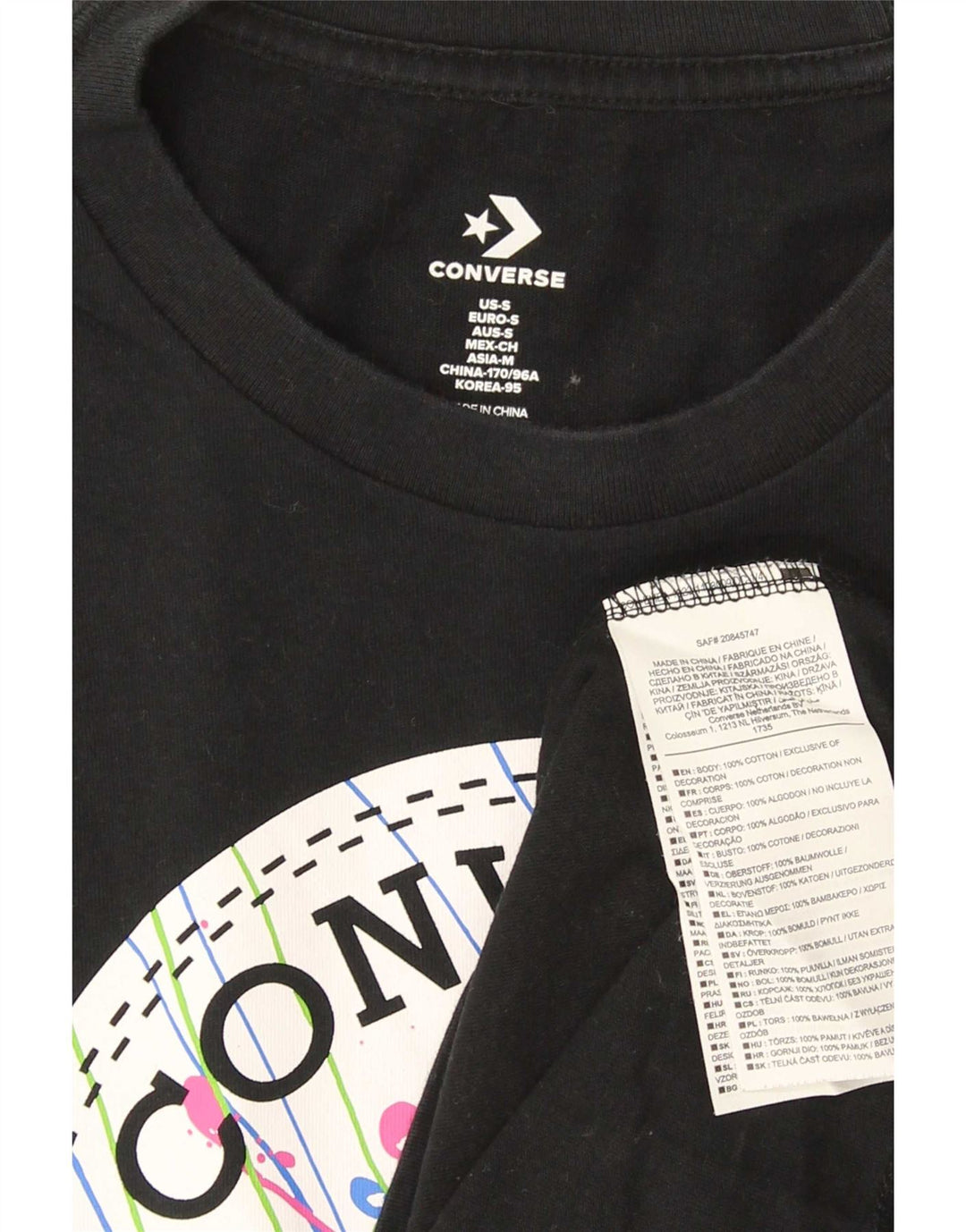 Converse T-shirt grafica da uomo Chuck Taylor Top piccola in cotone nero