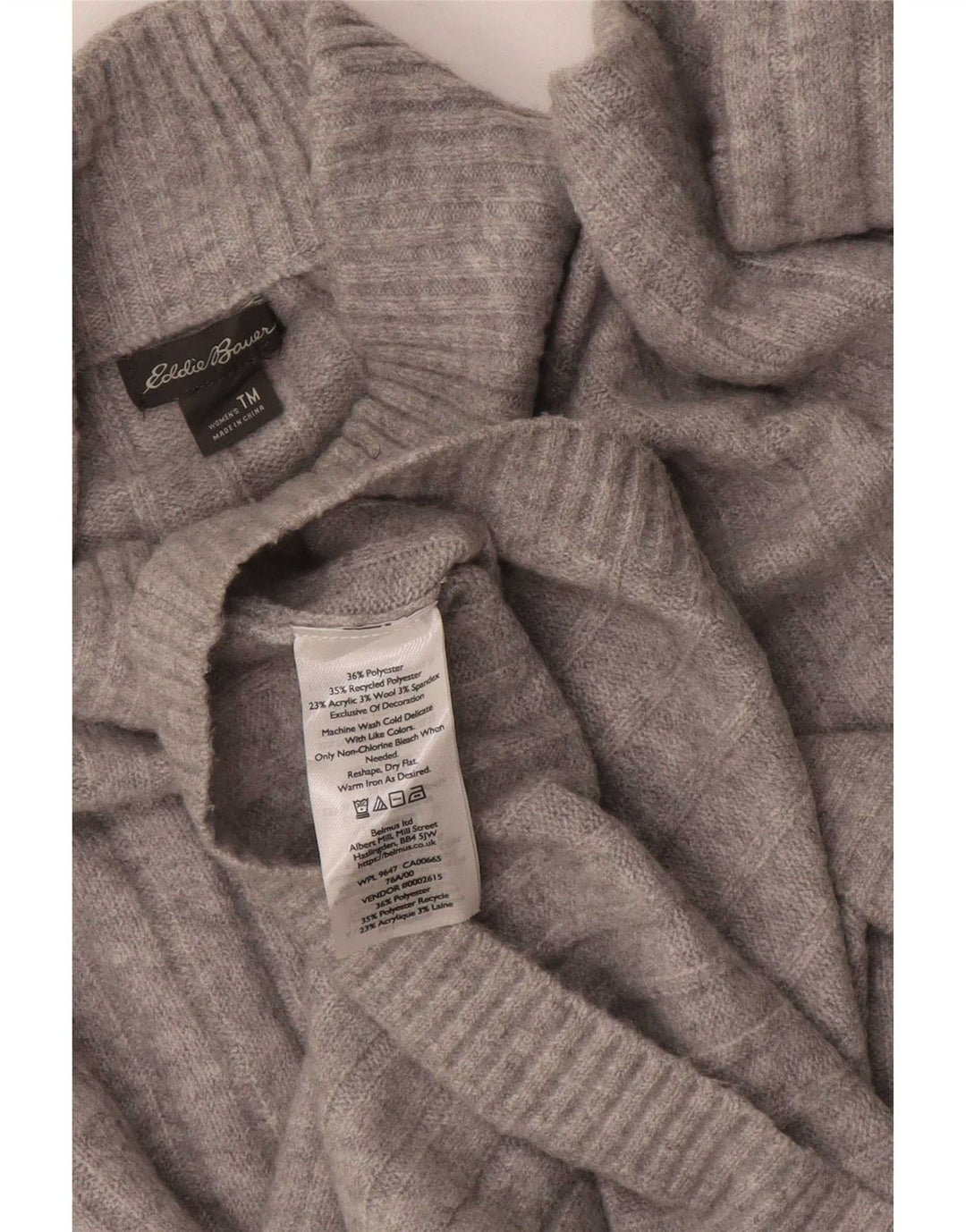 Maglione maglione alto da donna con collo dolcevita Eddie Bauer UK 14 Grigio medio