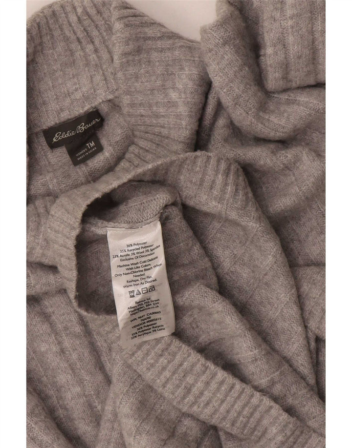 Maglione maglione alto da donna con collo dolcevita Eddie Bauer UK 14 Grigio medio
