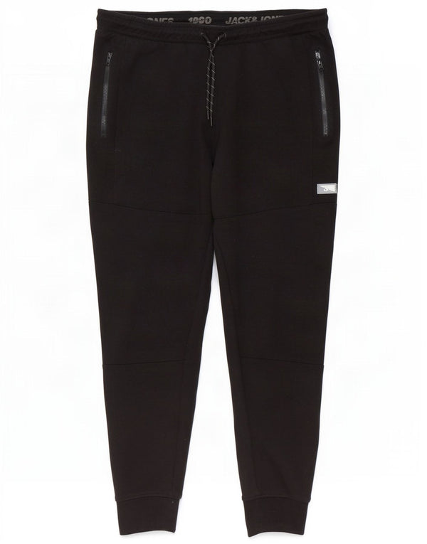 Jack & Jones Mens Tracksuit Trousers Joggers Large Black Polyester