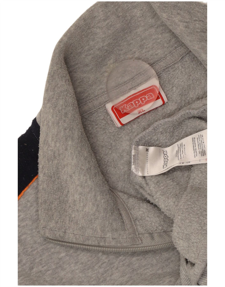 Felpa KAPPA da uomo con zip e collo, maglione XL, poliestere color block grigio