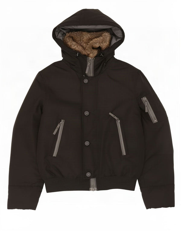 Giacca imbottita con cappuccio da uomo Benetton IT 50 Large Nera