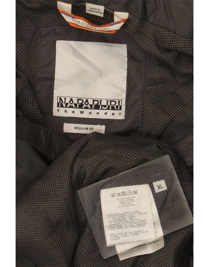 Giacca antipioggia da uomo con cappuccio Napapijri UK 42 XL Poliammide grigia