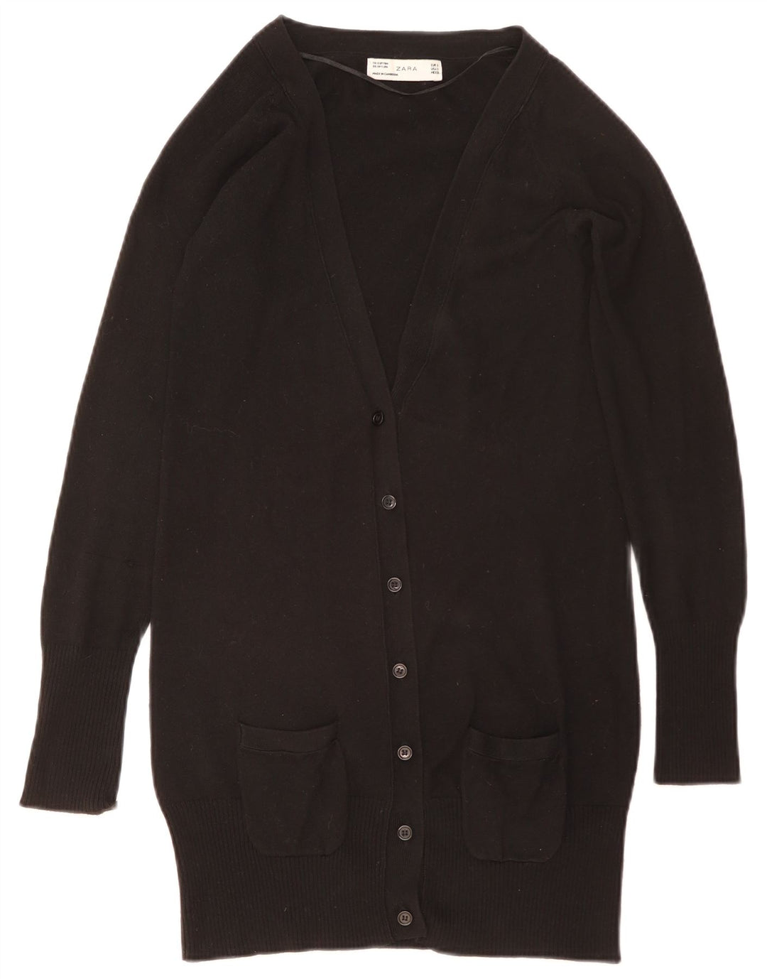 Maglione cardigan lungo da donna ZARA UK 10 piccolo nero