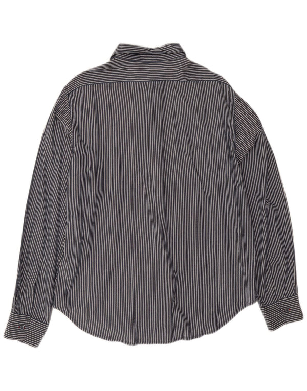 Camicia Armani Jeans Uomo 3XL Cotone Gessato Blu Navy