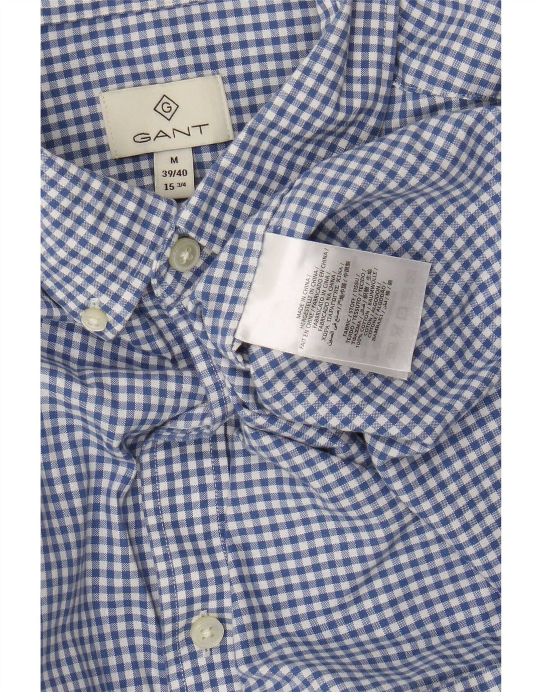 Camicia da uomo Gant taglia 39/40 15 3/4 cotone a quadretti blu medio