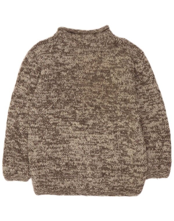 Maglione maglione vintage da donna con scollo a barca UK 16 grande lana screziata grigia