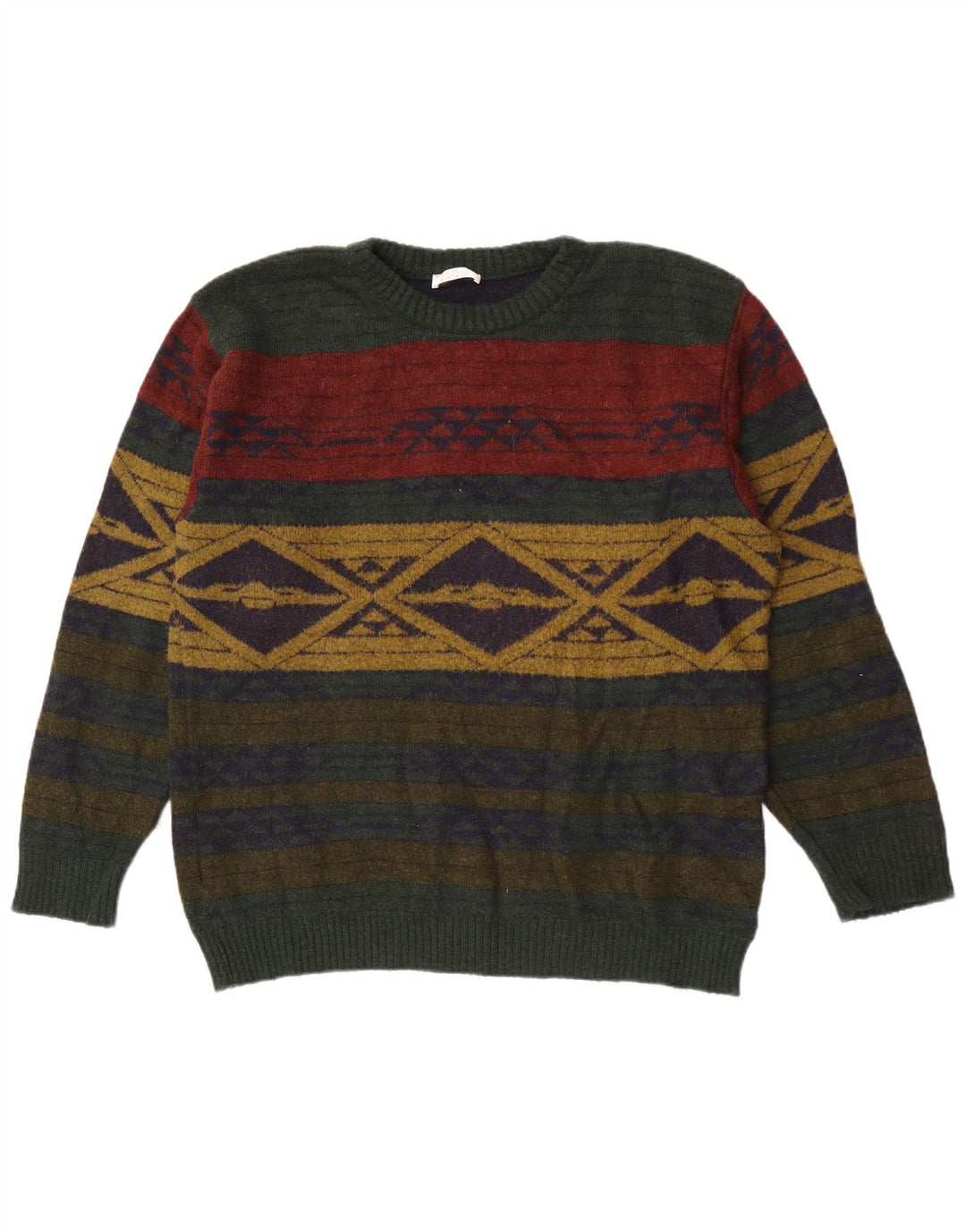 Maglione maglione girocollo da uomo Alba Moda grande kaki geometrico