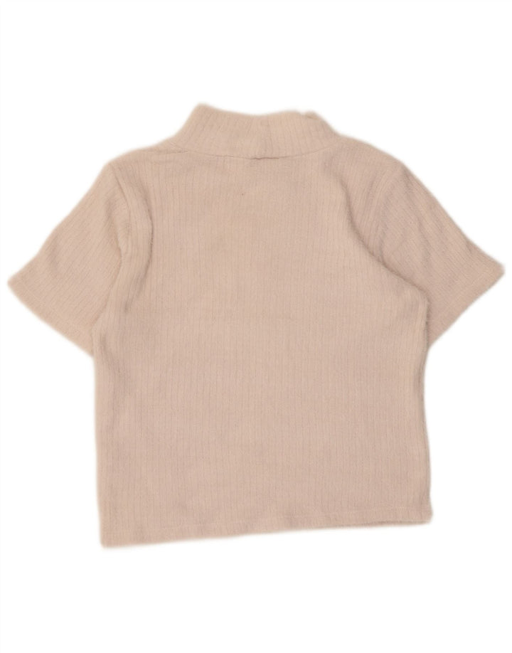 Maglione corto a collo alto da donna Zara UK 14 grande bianco sporco