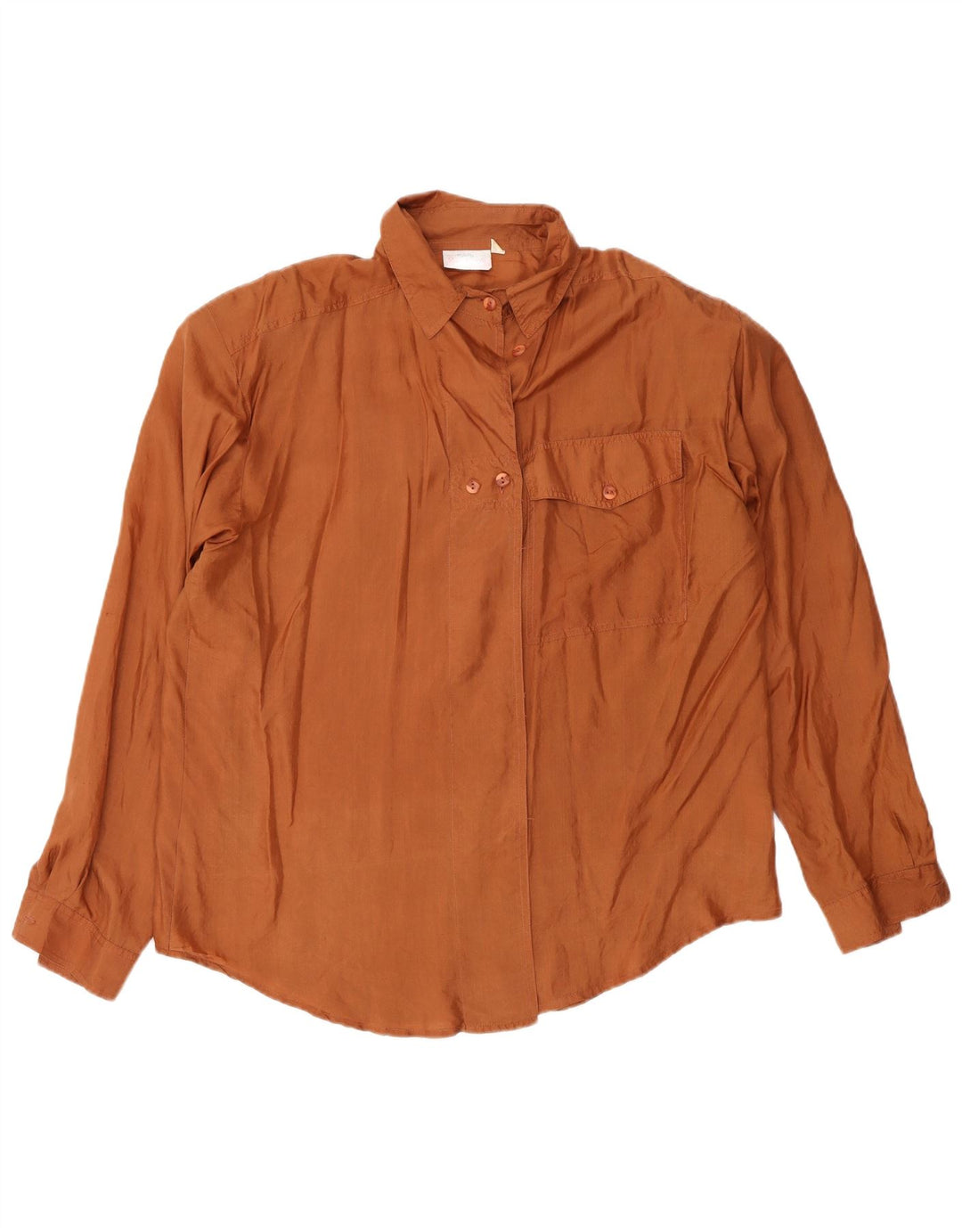 Camicetta camicia vintage da donna UK 16 grande seta arancione