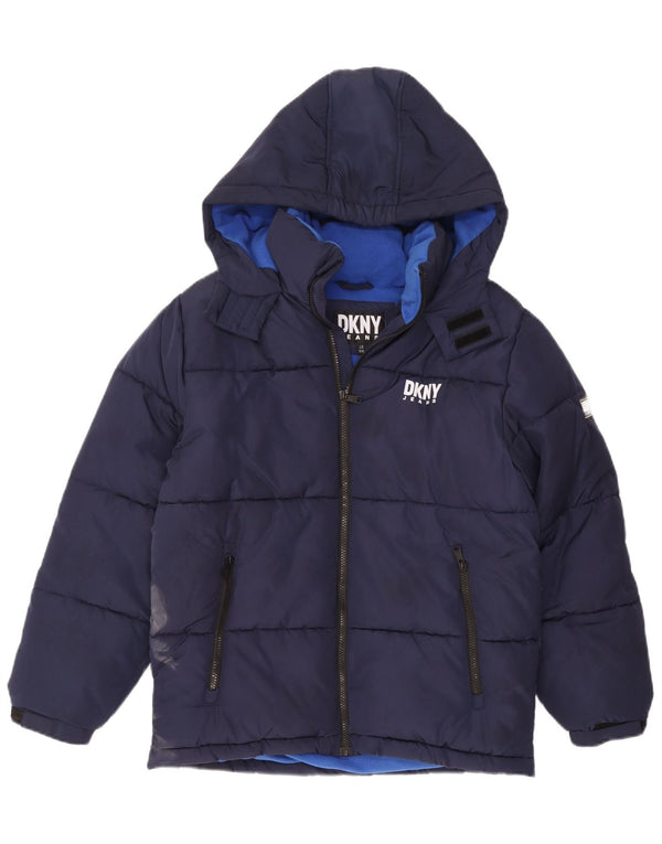 Giacca imbottita con cappuccio grafica Dkny da ragazzo 14-15 anni grande blu navy
