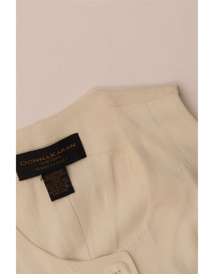 Giacca blazer da donna a 5 bottoni lunga da donna Donna Karan UK 12 medio bianco sporco