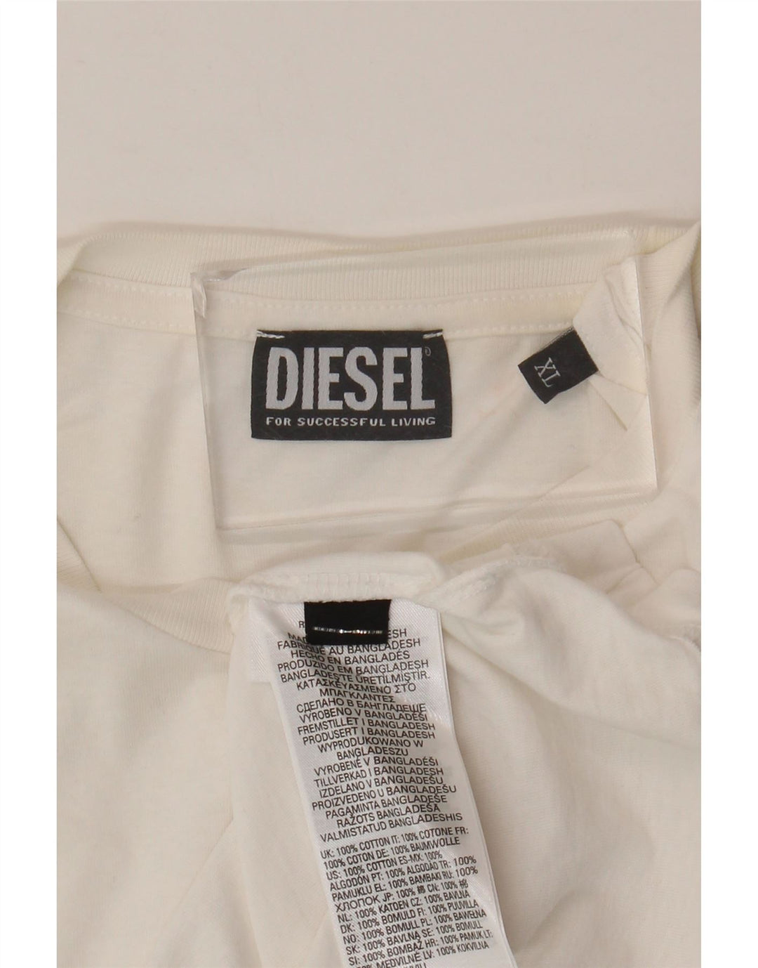 T-shirt grafica da uomo Diesel Top XL in cotone bianco