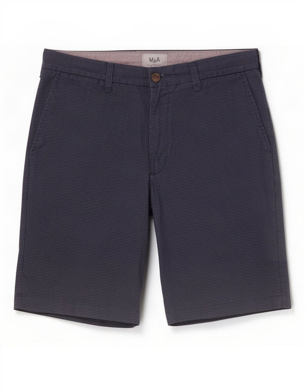 Pantaloncini chino da uomo Marks & Spencer W34 Large in cotone a quadretti blu navy