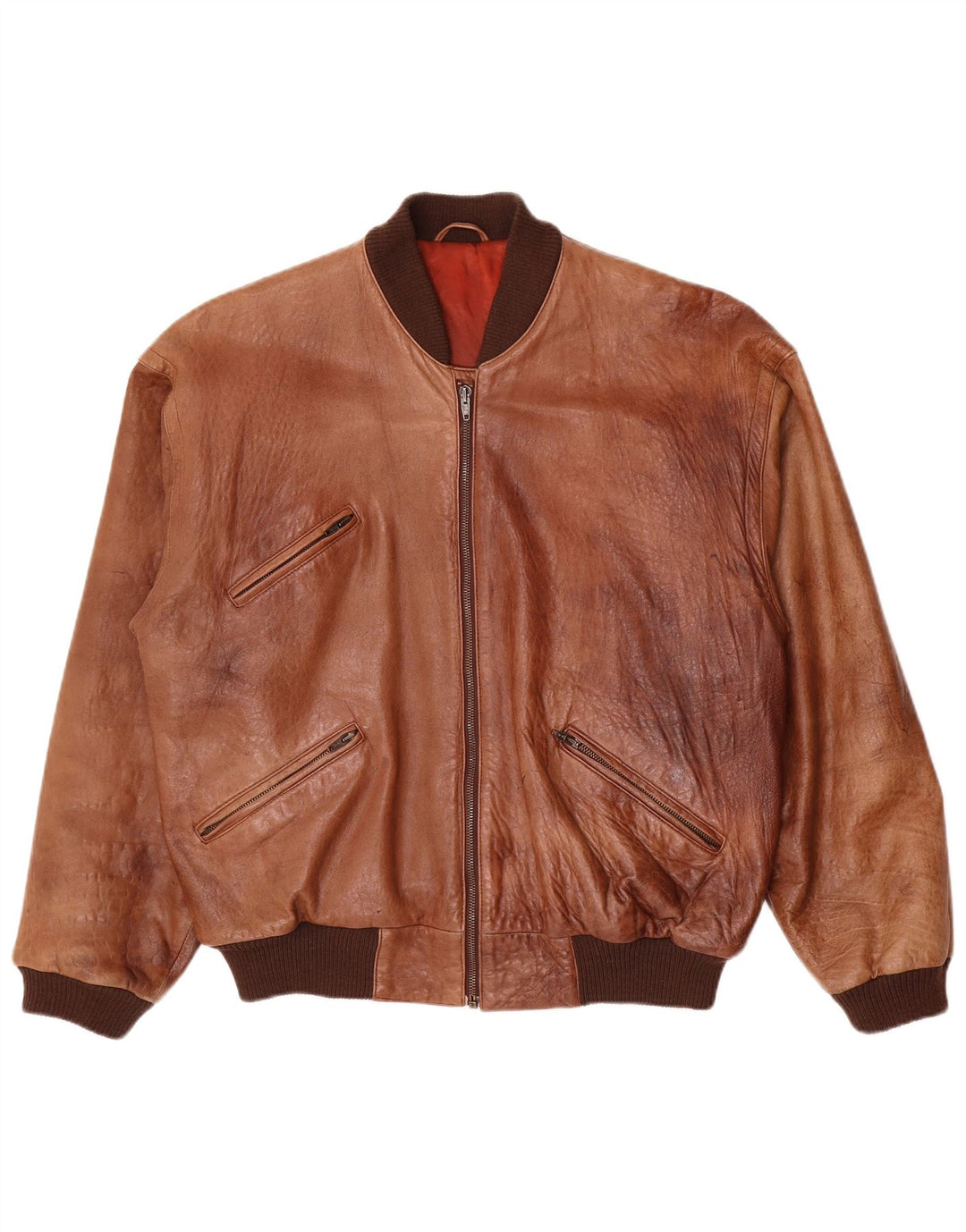 Giacca in pelle vintage da uomo UK 40 grande marrone