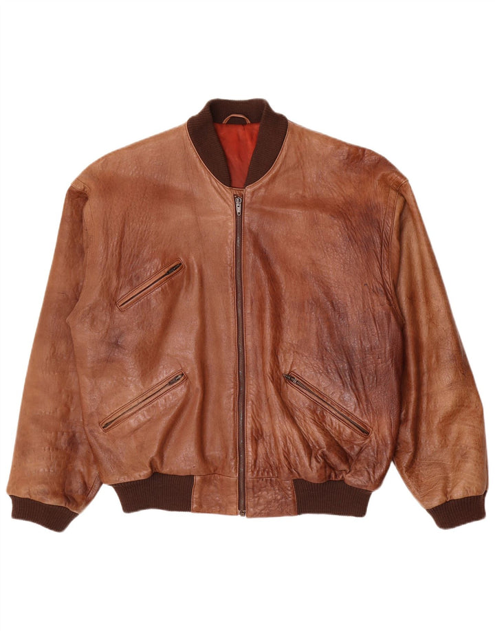 Giacca in pelle vintage da uomo UK 40 grande marrone