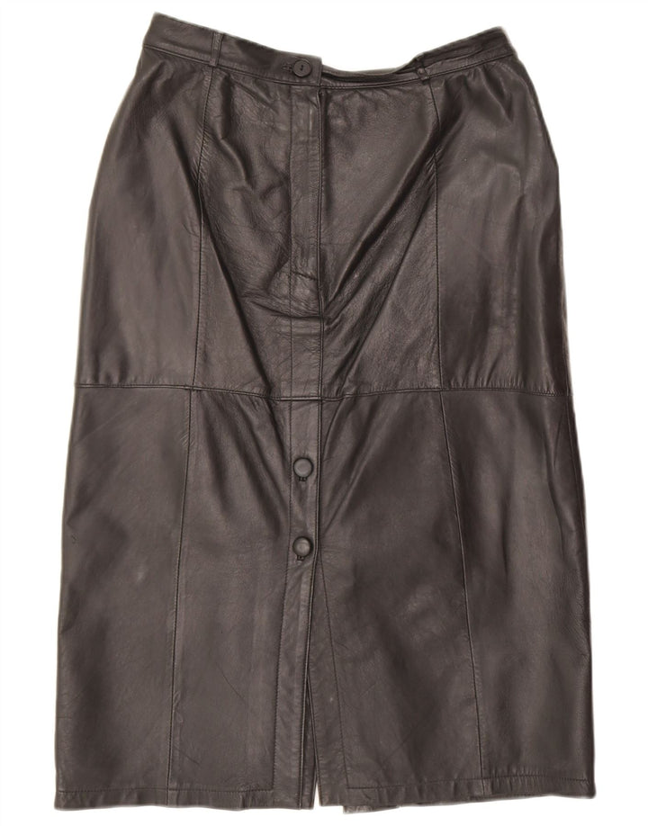 Gonna in pelle vintage da donna IT 42 media W30 in pelle nera