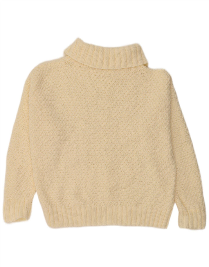 Maglione maglione oversize da donna VINTAGE con collo alto UK 18 XL bianco sporco