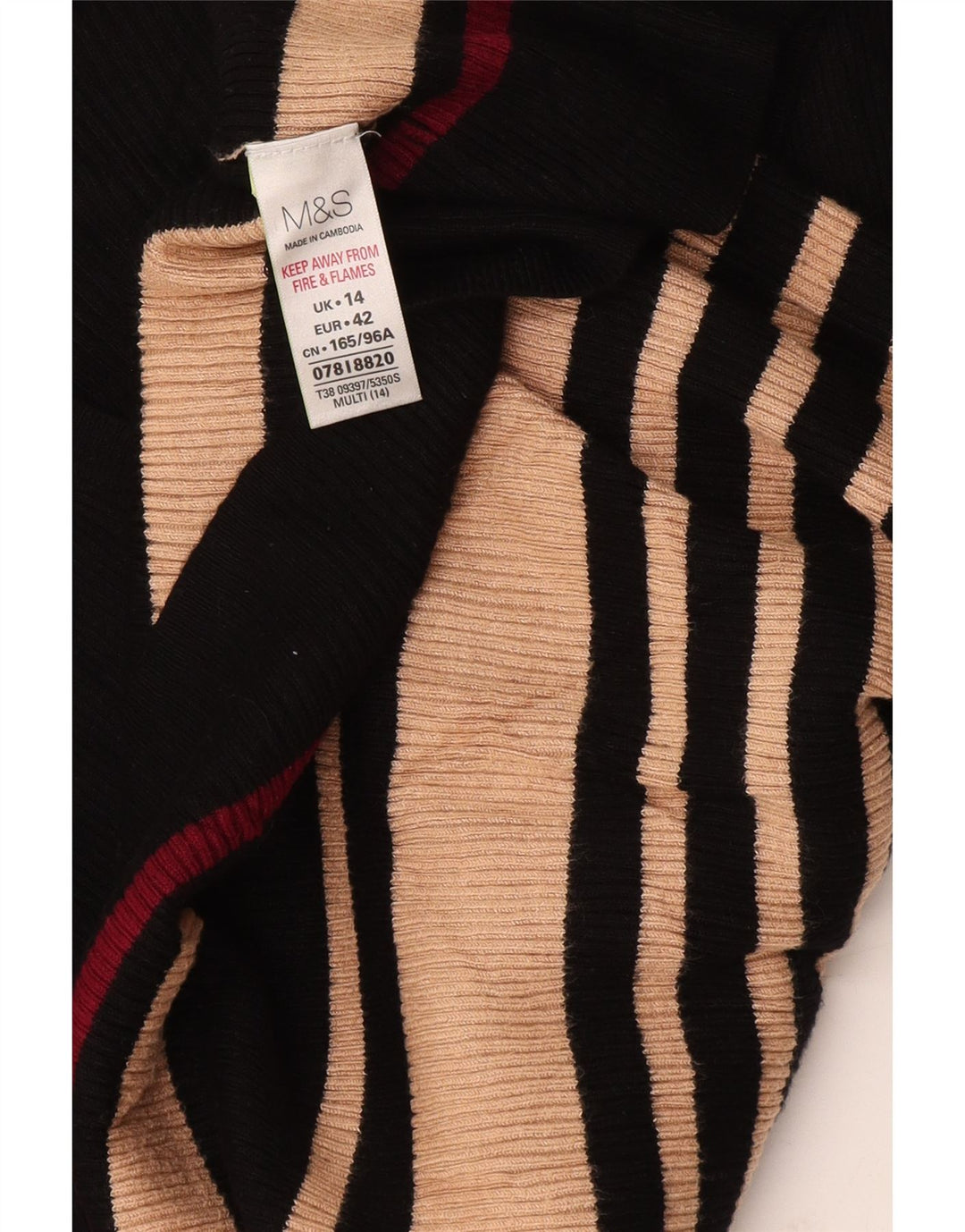 Maglione maglione con scollo a V da donna Marks & Spencer UK 14 medio a righe nere