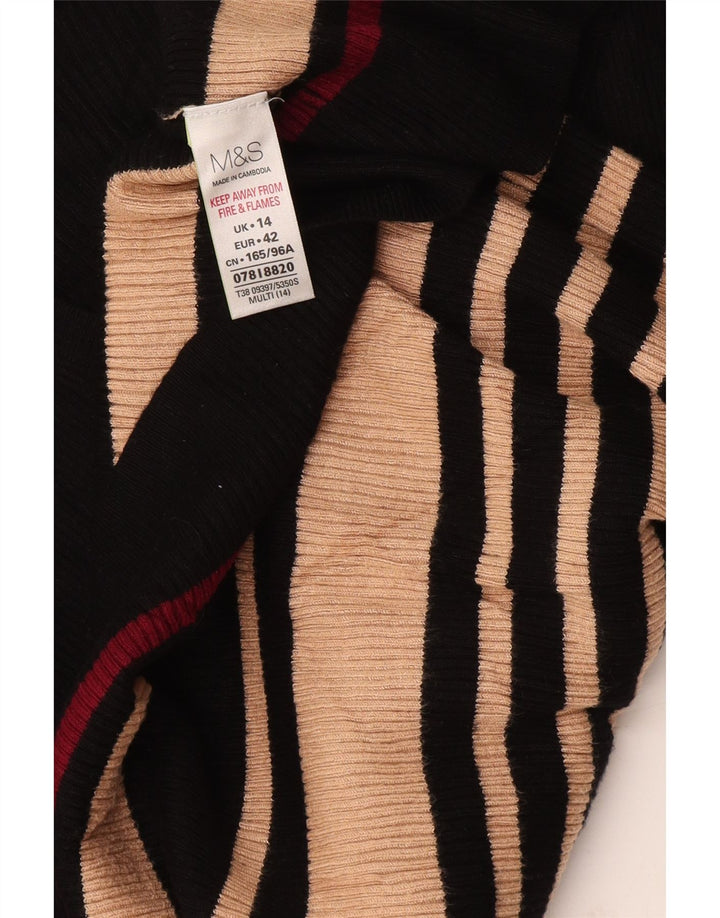 Maglione maglione con scollo a V da donna Marks & Spencer UK 14 medio a righe nere