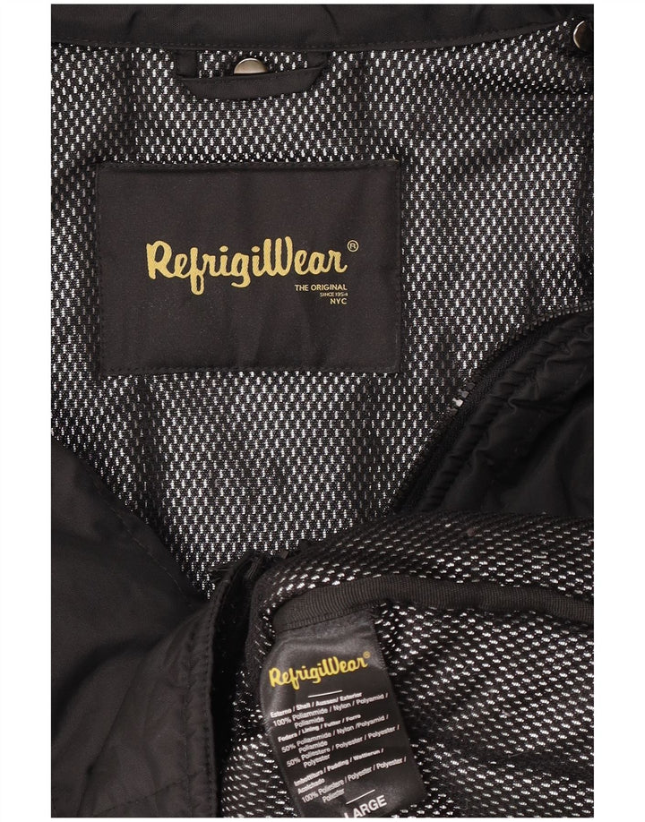 Giacca imbottita con cappuccio da donna Refrigiwear UK 14 Large nera in poliammide