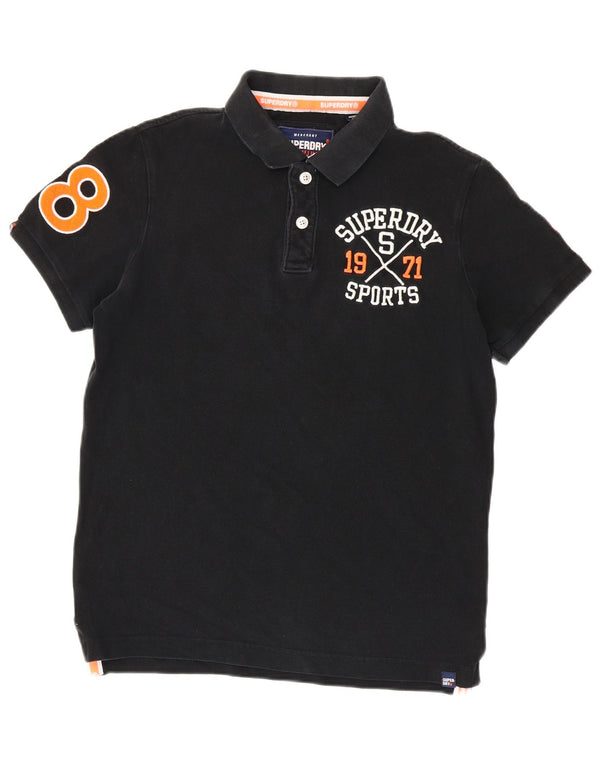 Polo da rugby grafica da uomo Superdry, grande, in cotone nero