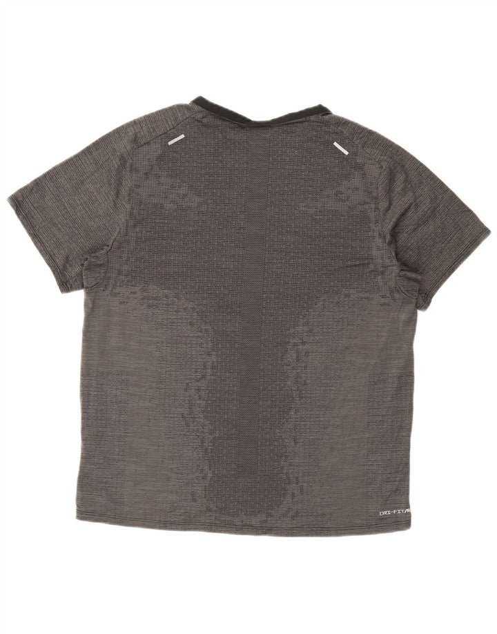 Nike Uomo Dri Fit T-shirt Top Large Grigio Poliestere Sport