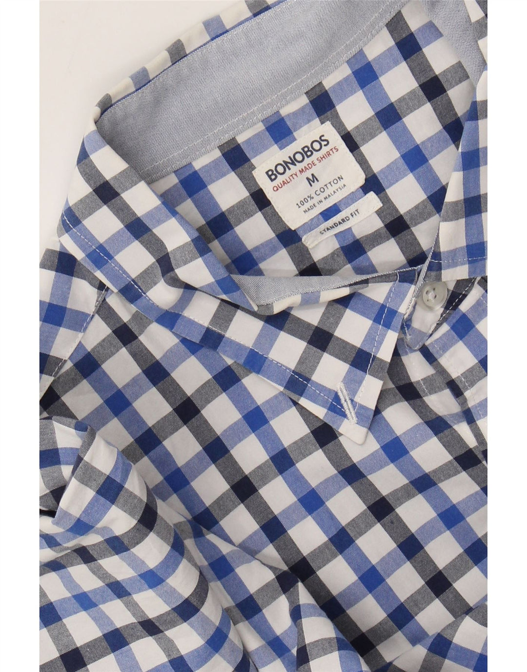 BONOBOS Camicia da uomo vestibilità standard in cotone a quadretti blu medio