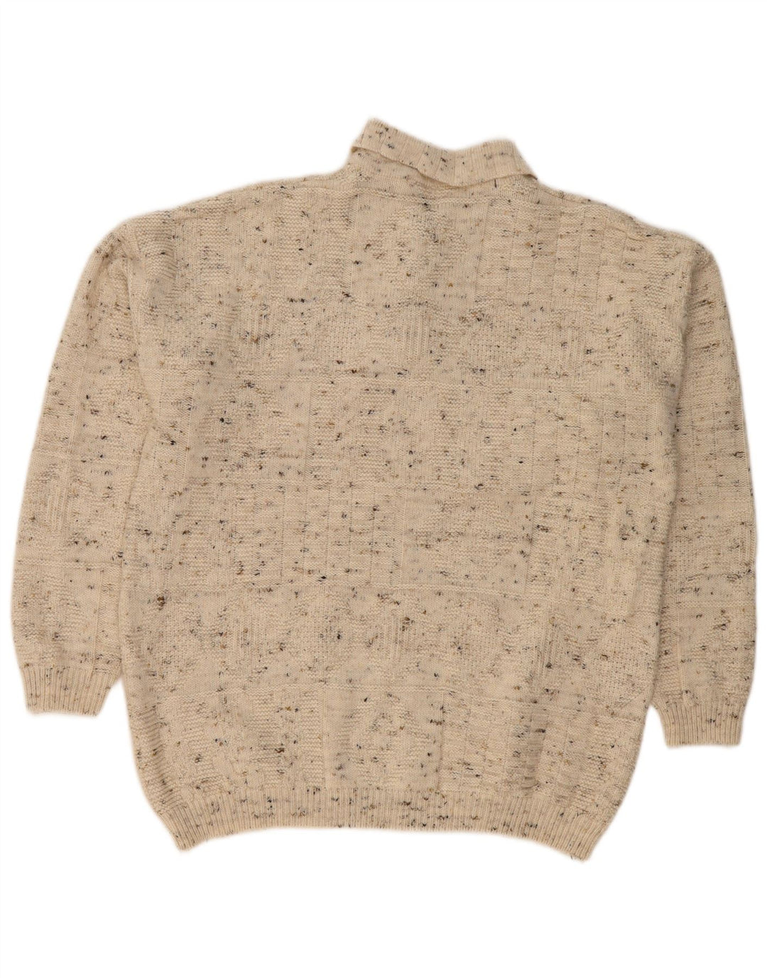 Maglione maglione collo alto da uomo VINTAGE grande beige screziato