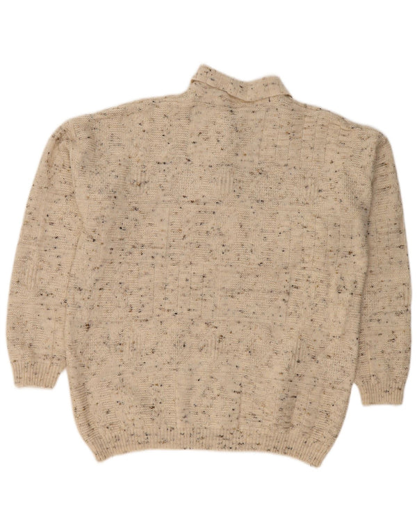 Maglione maglione collo alto da uomo VINTAGE grande beige screziato