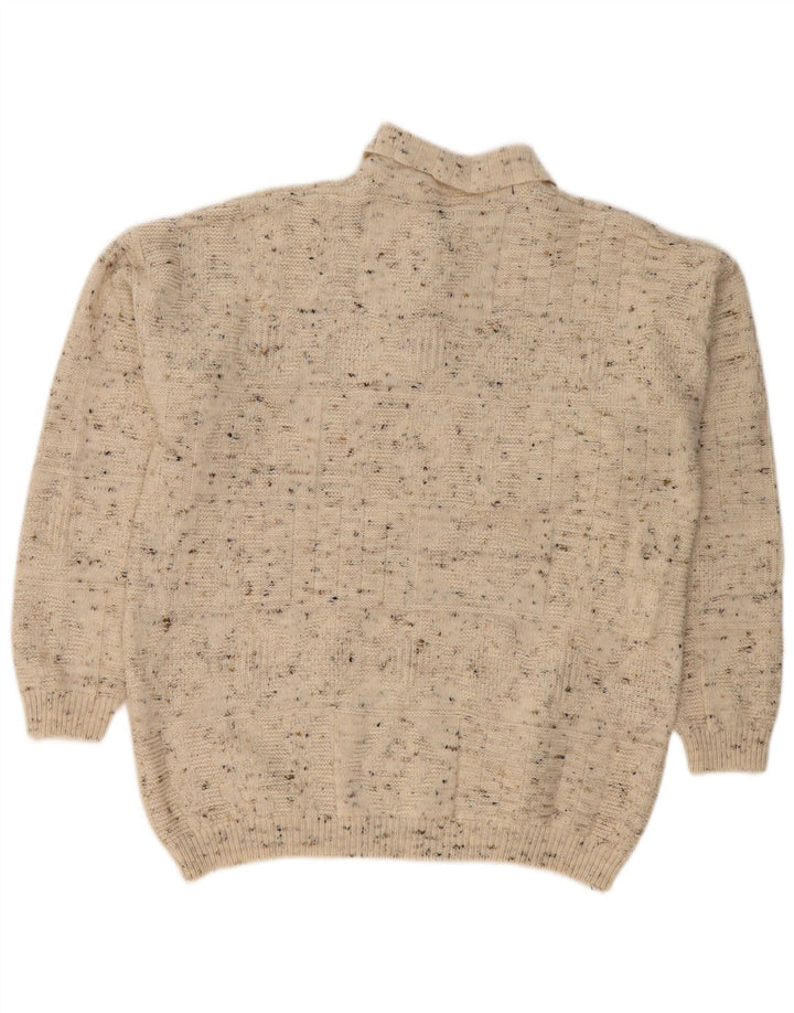 Maglione maglione collo alto da uomo VINTAGE grande beige screziato